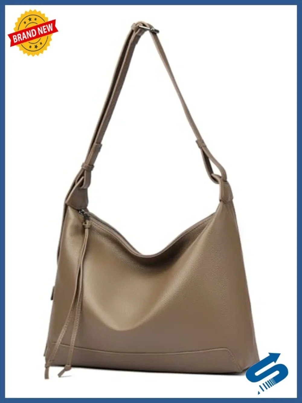 Genuine Leather Hobo Bag for Women Slouchy Shoulder Tote Work Handbag with